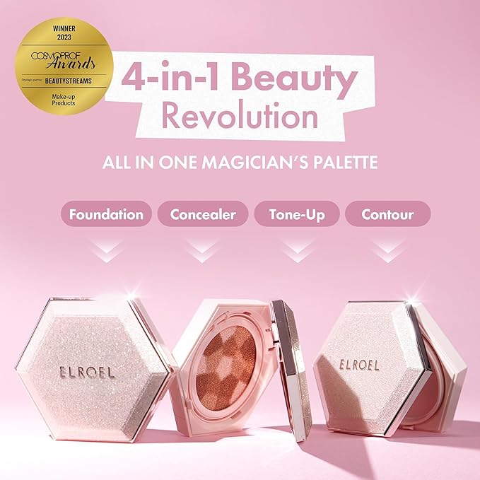 Blending Cushion 4-in-1 Korean Cushion Foundation with Italian Caviar, Collagen & Hyaluronic Acid - 12HR Long Lasting, Hydrating & Age-Defying Makeup Concealer 0.44 oz (#25 Medium Beige)