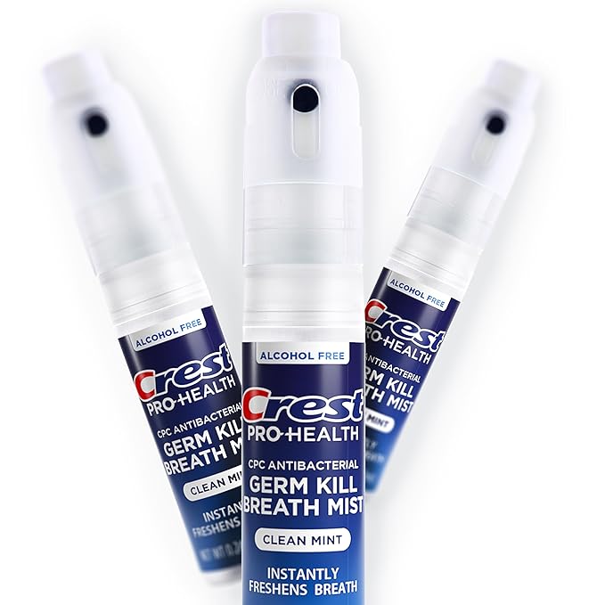 Crest Pro-Health | Portable Alcohol-Free CPC Mist with Clean Mint Flavor | Instant Fresh Breath - 3 Count (0.24oz/7ml) Breath Spray