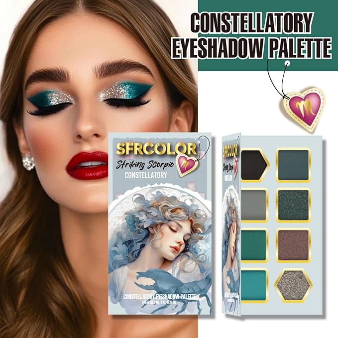 12-Color Zodiac Eyeshadow Palette, Matte Metallic Shimmer Pressed Pigments, Highly Pigmented Makeup Palette for Professional & Daily Eye Makeup (8289 Scorpio)