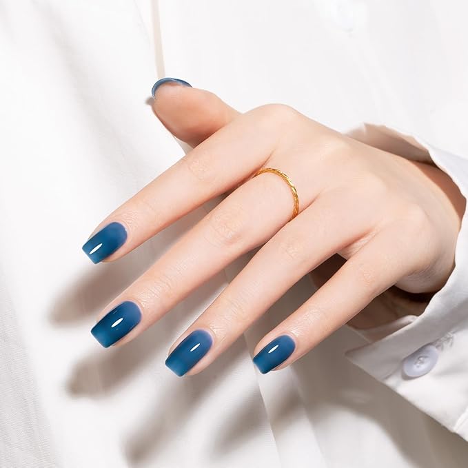 MAYCHAO 15ML Jelly Blue Gel Nail Polish 1Pc Transparent Sea Blue Gel Polish Soak Off UV LED Translucent Nail Varnish Neutral Color for Nail Art Starter Manicure Salon DIY at Home, 0.5 OZ