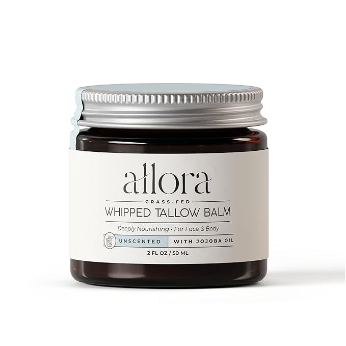 100% Grass Fed Beef Tallow for Skin - Whipped Tallow Balm with Jojoba Oil for Dry & Sensitive Skin, 2oz (Unscented)