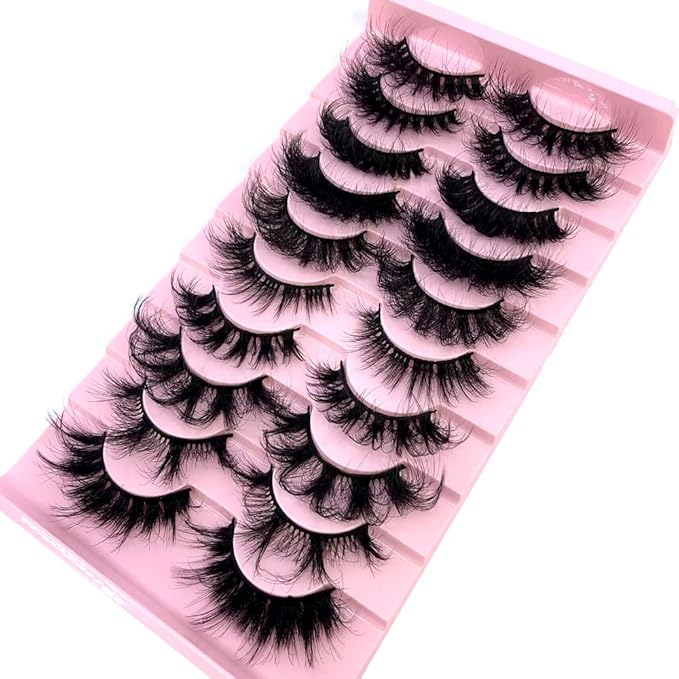 HBZGTLAD Soft Mink Eyelashes 3D Curl Winged End Eye Elongated Fake Lashes Thick Handmade Natural False Eyelash Messy Cross Lash Wholesale (MX-1)