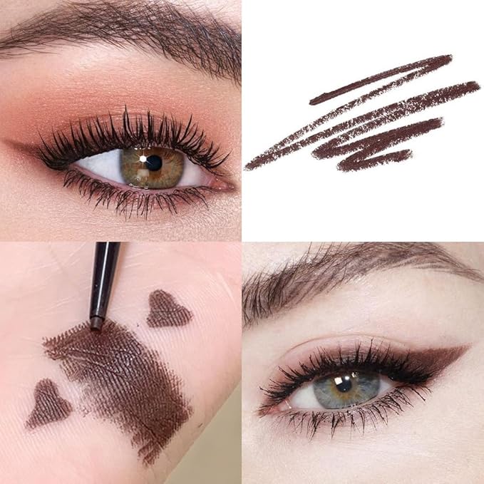 10PCS Automatic Waterproof Inner Eyeliner, Eyeshadow & Eyebrow Pencil – Multi-Use Cream Pen for Liner, Shadow & Brows,,Matte Quick Dry Eye Pencils, Smudge Proof, Delineador de ojos (6*Black+4*Brown)