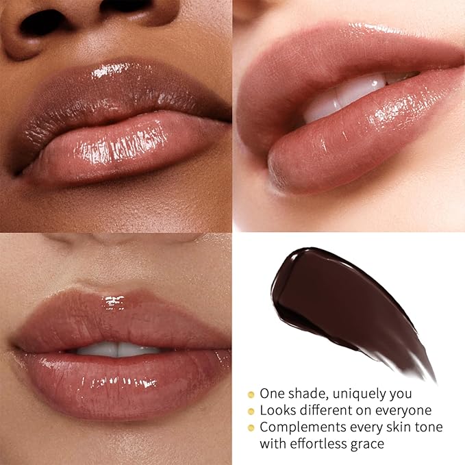 BAISEN DIARY 2PCS Honey Lipstick Tinted Lip Balm - Sheer Hydrating Lipstick for All Skin Tones - Moisturizing Lip Color, Nourishing Lip Balm with a Hint of Natural Black Cherry Tint (Black & Nude)