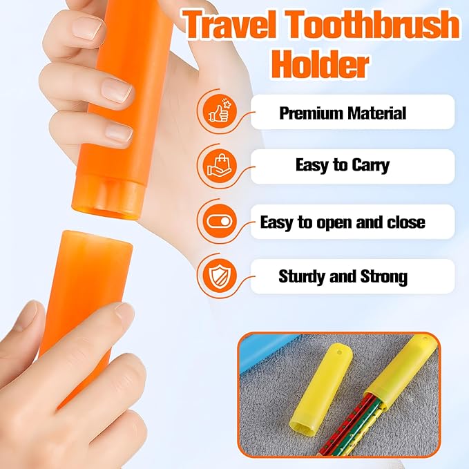 40 Pieces Travel Toothbrush Case Holder, Portable Plastic Breathable Toothbrush, Plastic Container for Travel, School, Home, Camping, Indoor, Outdoor (7 Assorted Colors)