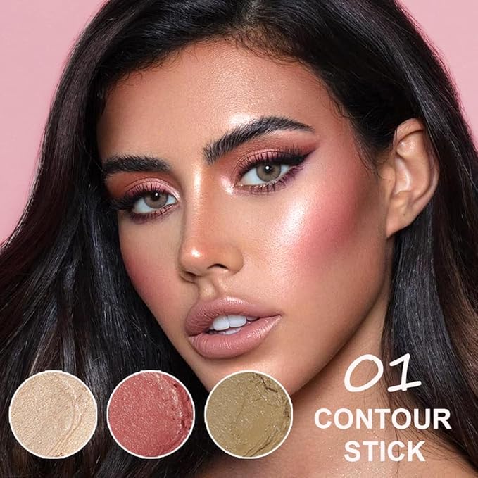 Cream Bronzer Stick, Multi-use Matte Finish Long Lasting Waterproof Contour Stick Face Shaping for Older Women, #1 Mature Bronzer