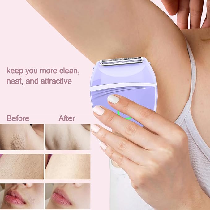 Women Electric Shaver, Wet and Dry Bikini Trimmer for Women, Rechargeable Electric Razor for Legs, Face, Arm, Underarm, Bikini Area