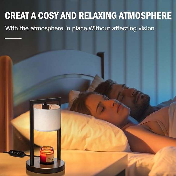 Candle Warmer Lamp with Timer, Electric Candle Warmer for Jar Candles, Dimmable Warming Light with 2 Bulbs, House Warming Gifts Bedroom Home Living Room Decor, Gifts for Mom (White)
