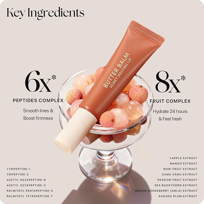 Nature Republic Honey Melting Lip Butter Balm – Moisturizing Tinted Balm with Peptides, for Sheer & Glossy, Smooth & Soft Lips (LYCHEE JELLY)