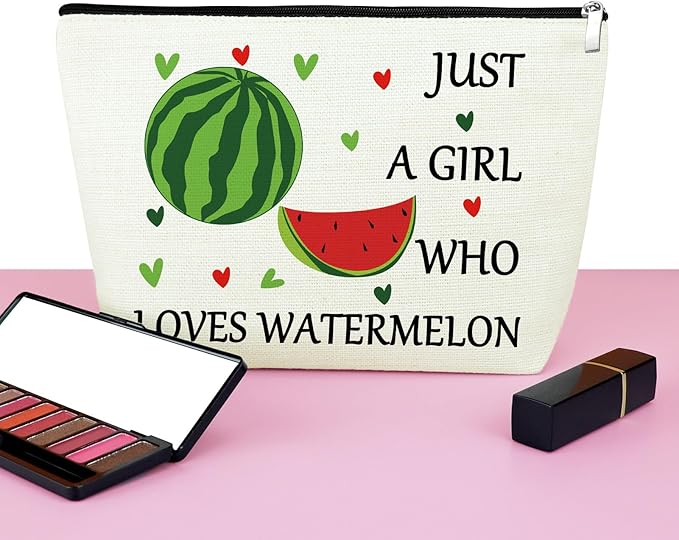 Watermelon Themed Gifts for Women Watermelon Makeup Bag Watermelon Love Gifts for Girls Watermelon Themed Gifts Fruit Lover Gift for Daughter Friend Birthday Cosmetic Bag Travel Cosmetic Pouch