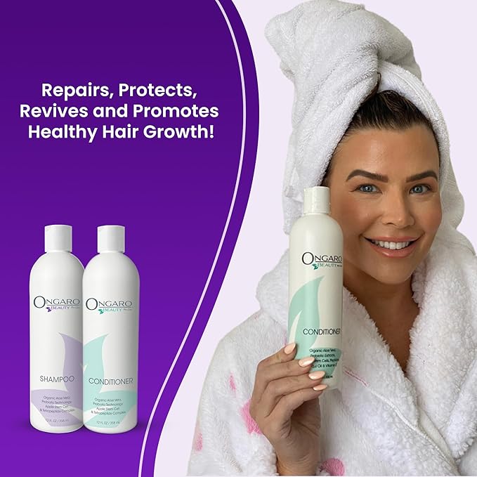 Ongaro Beauty Sulfate-Free Organic Shampoo and Conditioner Set for Women and Men, Hair Care with Aloe Vera - Cruelty-Free, Non-Toxic, Nourishing Solution for All Hair Types - 12 oz