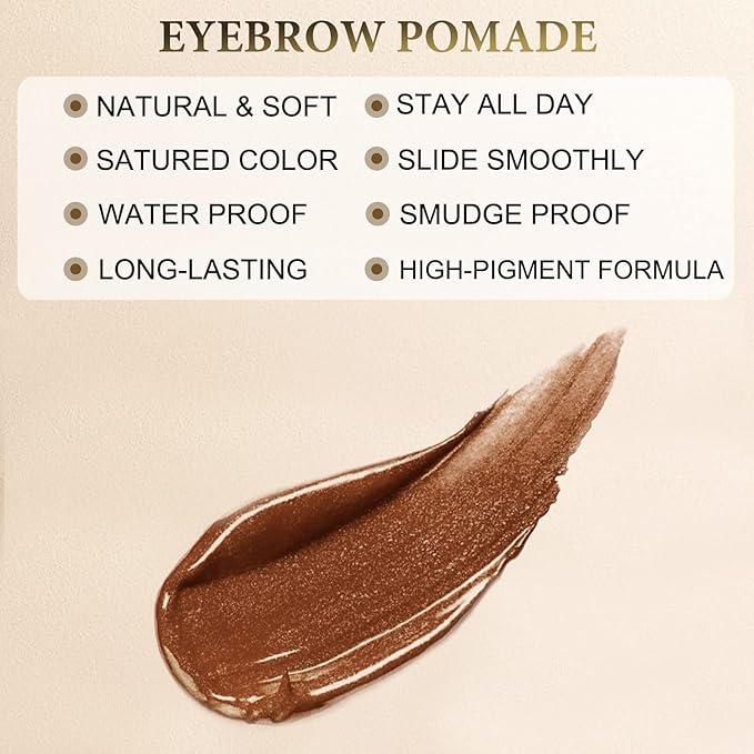 LAVONE Eyebrow Stamp Stencil Kit for Eyebrows, Brow Stamp Trio Kit with Waterproof Eyebrow Pencil, Eyebrow Pomade, 20 Eyebrow Stencils, Dual-ended Eyebrow Brush and Sponge Applicator - Caramel