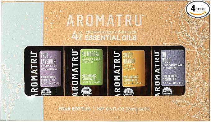 Comfort Essential Oil Kit – True Lavender, Palmarosa, Sweet Orange, and Ho Wood – Organic & Wildcrafted – ISO Certified – No Synthetic Fillers – Ethically Sourced