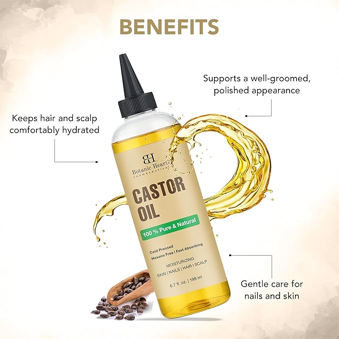 Botanic Hearth Hair Oil for Hair Growth & Home Hair Perm Kit | Strengthening Dry, Frizzy, Damaged Hair & Scalp Treatment | Castor Hair Oil – 6.7 Fl Oz