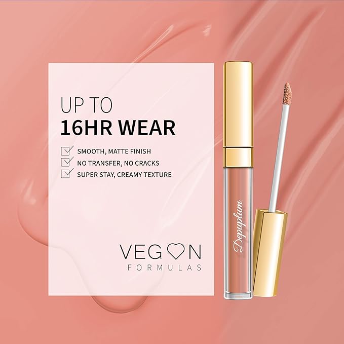 Depuplum Nude Lipstick Matte for Women Superstay Long Lasting Brown Lipstick Smudgeproof Liquid Lipsticks Cruelty Free Lip Makeup (DM27 Rosy Nude)