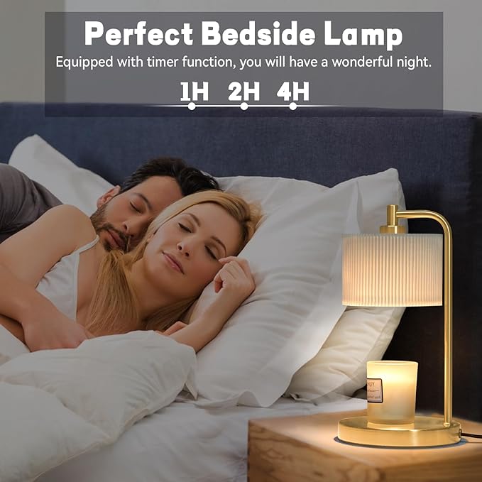 Candle Warmer Lamp with Timer, Dimmable Candle Wax Warmer Electric Candle Lamp for Scented Candles with Bulbs, Christmas Gifts House Warming Gifts Home Decor(Gold)