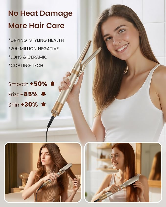 MESCOMB 6-in-1 Hot Air Styler – Hair Dryer & Air Styler with Straightener, Auto Curler, Volumizing Brushes, Frizz-Free Hair Styler for Straighting, Curling, Smoothing & Adding Volume, Not Damage