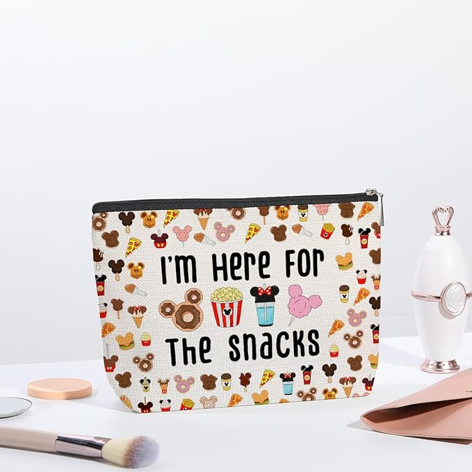 kdxpbpz Magic Kingdom Lover Gift Halloween Snacks Cosmetic Bag Snacks Bag for Travel Cute Toiletry Bag for Girls Teens Friends Makeup Organizer Zipper Pouch (for The Snacks White)