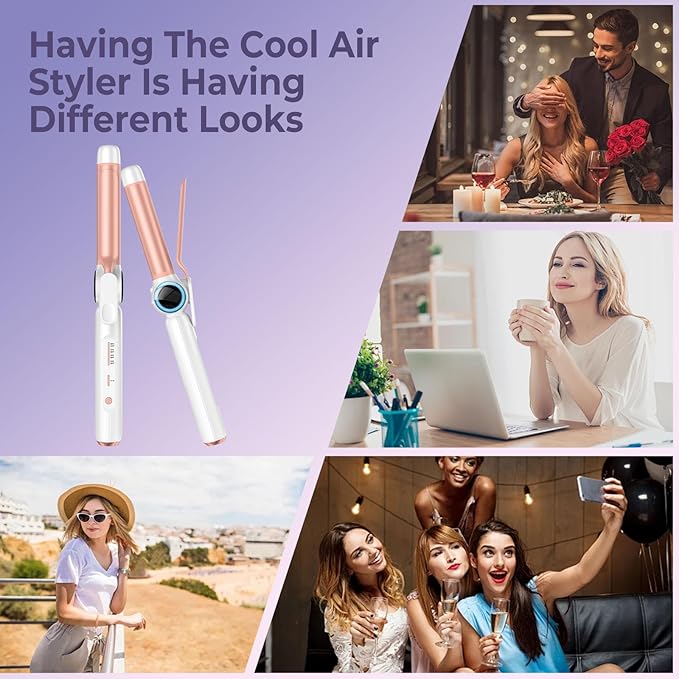 Cordless Curling Iron Rechargeable,USB Rechargeable 9000 mAh Cordless Hair Curler,4 Temp Setting Travel Battery Powered Curling Iron,2 in 1 Portable Hair Straightener and Curler