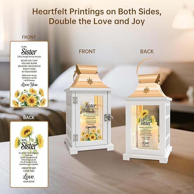 Sister Gifts from Sister, Candle Warmer Lamp Lantern with Timer, Christmas Birthday Gifts for Sisters from Sisters - Thanksgiving Gifts