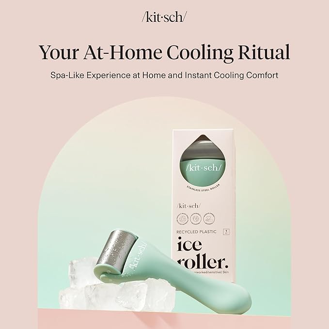 Kitsch Ice Roller for Face – Stainless Steel Ice Face Roller to Reduce Puffiness, Redness & Headaches – Cooling Facial Roller for Skin Care, Irritation Relief & Spa-Like Experience at Home - Mint