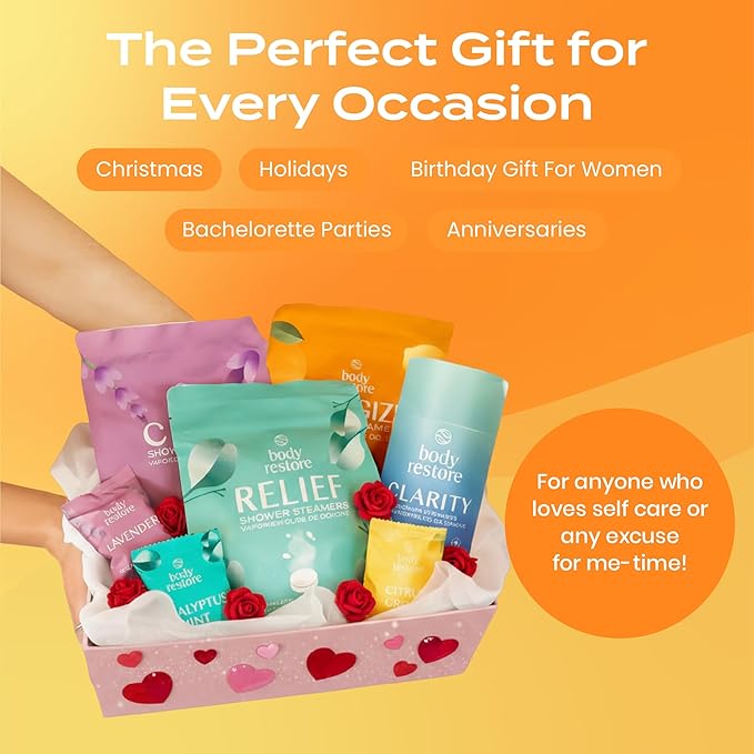 Body Restore Shower Steamers Aromatherapy 15 Pack – Valentines Day Gifts for Her and Him, Birthday Gifts for Women and Men, Relaxation, Stress Relief, Self Care – Citrus