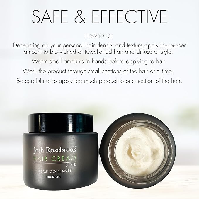 Josh Rosebrook Hair Cream - hair styling cream that creates height, separation, and texture on short to long hairstyles - 60 mL - 2 Oz