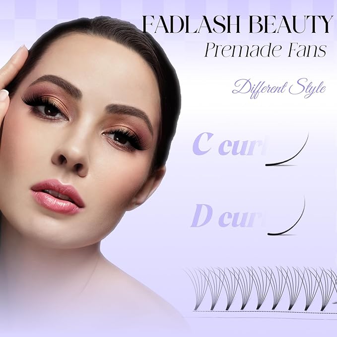 Premade Fans Eyelash Extensions 0.07D Curl Individual Lashes 6D Premade Easy Fan Lashes Soft Lash Extensions 8-14mm for Professional Salon Use(0.07D-13mm)