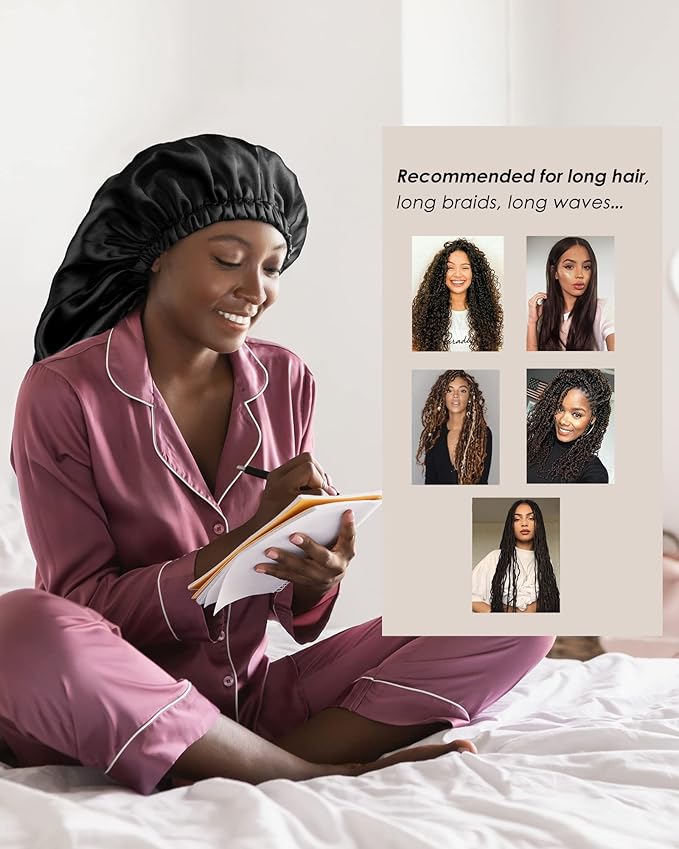 YANIBEST Long Bonnet Braid Bonnet for Sleeping Adjustable Satin Silk Bonnet for Braids Sleep Bonnet for Women Locs Leopard