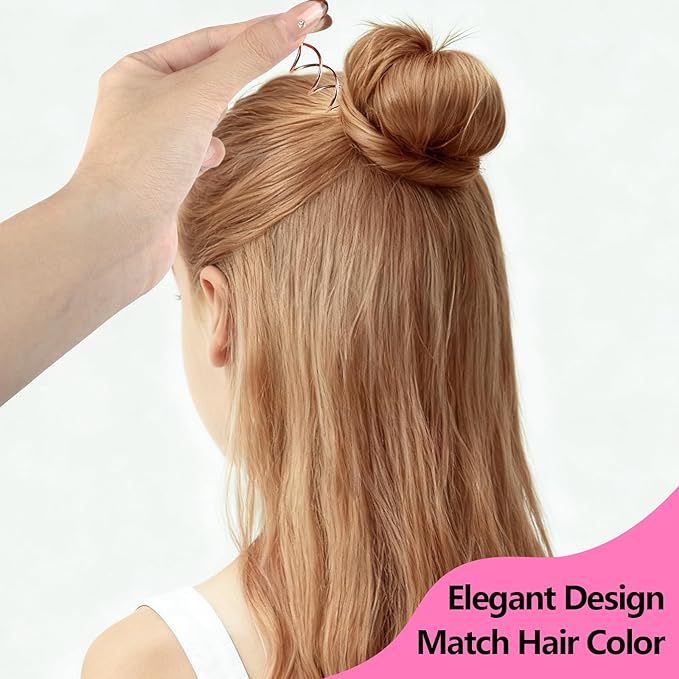 Teenitor 20Pcs Spiral Hair Pins, Spiral Bobby Pins, Spin Pins for Hair Twist, Hair Bun Maker Bobby Pins for Buns with 10 Hair Ties, Rose Gold