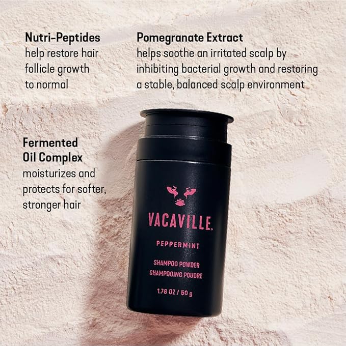 Vacaville Beauty Shampoo Gift Set: Peppermint Powder Shampoo & Conditioner for All Hair Types - Vegan, Eco-Friendly, Cruelty-Free - Botanical Ingredients Clinically Proven to Promote Hair Growth