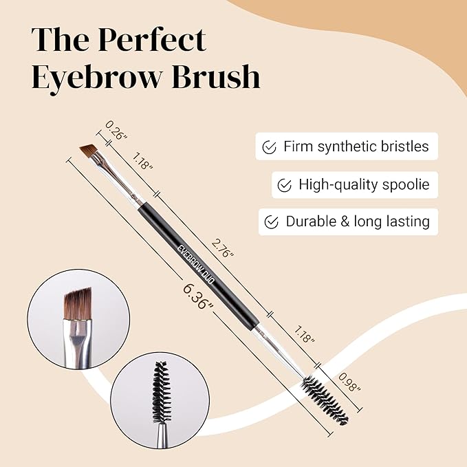 KESHIMA Eyebrow Brush Duo – Premium Angled Eye Brow Brush & Spoolie – Precision Eye Makeup Tool for Applying & Blending Powder, Gel & Liquids