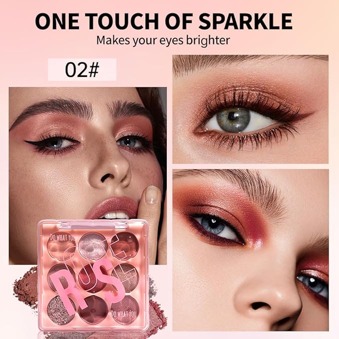 Mauve 9-Color Eyeshadow Palette – Waterproof, Long-Lasting, Matte & Shimmer – Rose, Plum & Mauve Tones for Soft, Blendable,Elegant Eye Makeup 02#