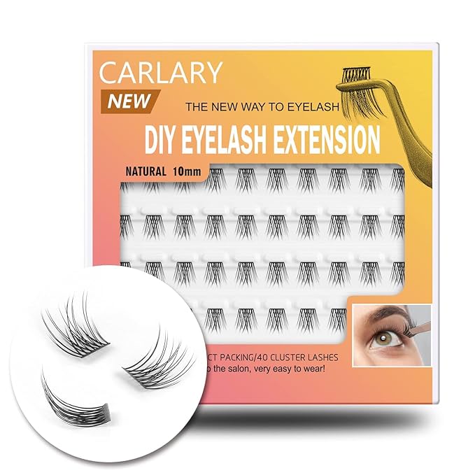 Lash Clusters, DIY Eyelash Extension, Reusable Individual Lashes, Natural Wispy Individual Eyelash Clusters for Home Eyelash Extensions (Natural-10mm)