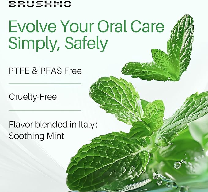 Brushmo Black Floss Air (BB Floss Air) - Ultra Soft & Thin Expanding Gum-Friendly Soothing Mint Dental Floss, Natural Wax Helps Remove Plaque from Teeth, Dentist Designed PTFE & PFAS Free, 165 yd