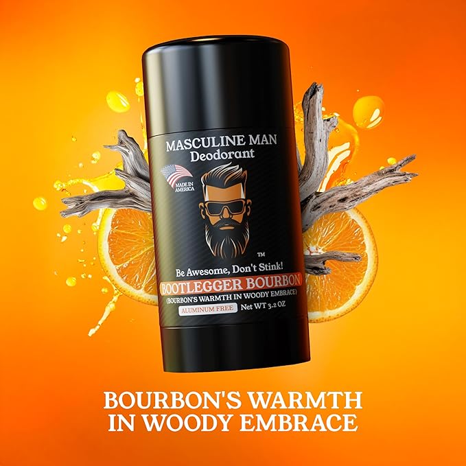 Deodorant for Men - Aluminum Free Mens Deodorant, Travel Size Natural Deodorants, Sweat Protection for Underarm, Stain-Free Deodorants, Made in USA, 3.2oz (2 Pack, Bootlegger Bourbon)