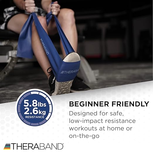 THERABAND Resistance Bands Set, Advanced Kit, Blue, Black, Latex Elastic Bands for Exercise & Physical Therapy, Strength Training for Upper & Lower Body Fitness