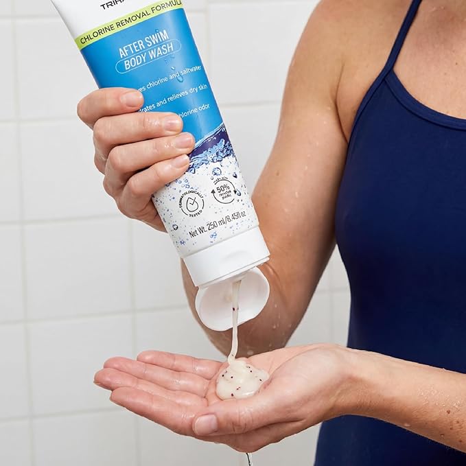 TRIHARD Chlorine Removal Body Wash, Protects and Hydrates Sensitive Skin from Pool and Ocean, Pool Essentials for Post Swim Chlorine Skin Protection
