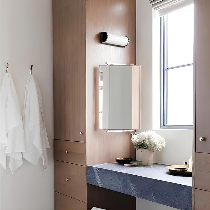 BRIXWELL Pivot-N-Vue Double Hinged Rectangular Mirror, Tubular Steel with Silver Brazed Joints, Polished Chrome Finish, 14" Width x 22" Height, 10" Extendable Arms, Adjustable Wall Mount Mirror