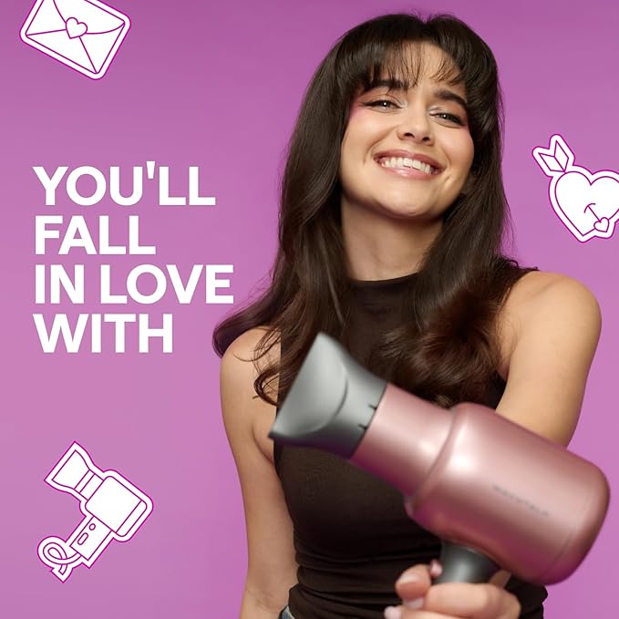 Wavytalk Blow Dryer, Blown Away Ionic Hair Dryer for Curly Hair with Diffuser, 1875W Fast Drying Blow Dryer with Ceramic Technology, 3 Attachments for All Hair Types, Light and Quiet, Grey