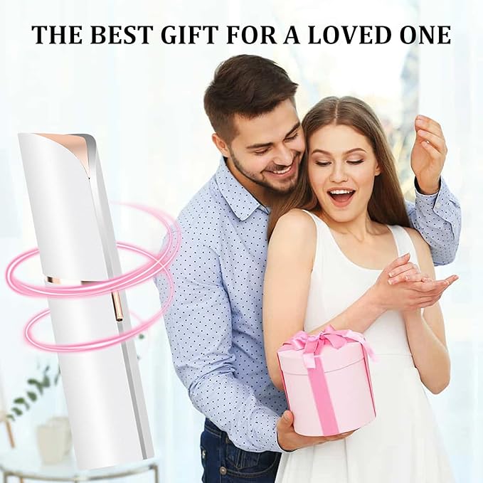 Facial Hair Removal for Women, Electric Painless Rechargeable Facial Hair Remover for Face, Lip, Chin with 2 x Replacement Heads