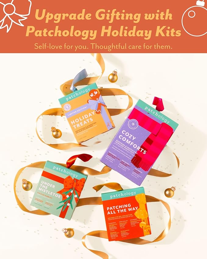 Patchology Holiday Treats Gingerbread Under Eye Patches Gift Set - Cute Stocking Stuffers with Gingerbread Scent - No-Slip Masks that Hydrate, Soothe and Refresh Skin - 5 Pair (Limited Edition)