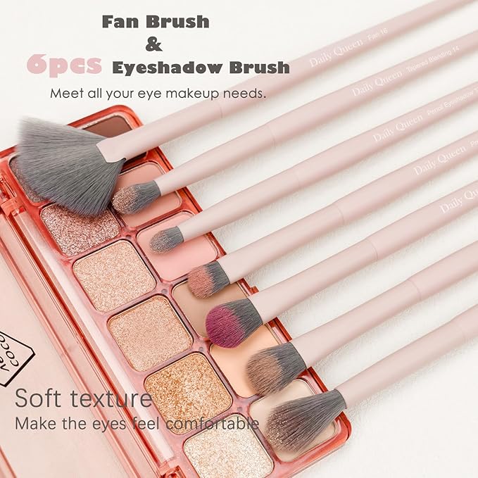 20pcs Pink Essential Makeup Brush Set Professional Powder Concealers Eye shadows Blush Eyeliner Eyebrow Contour Eye blending foundation kit (20pcs brush set)