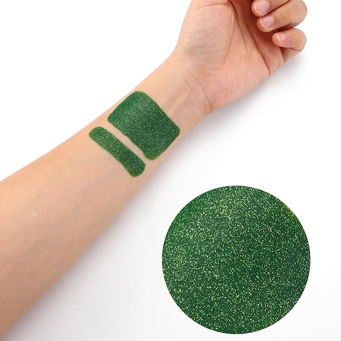 CCbeauty Green Glitter Eye Black Stick For Baseball Football Softball Lacrosse Sport Accessories, Anti-Glare Eyeblack, Waterproof Face Paint, Last All Game, Smooth Application, High Pigmented Color