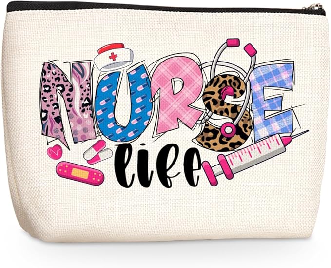 jealance Inspirational Nurse Gifts RN Makeup Bag Cosmetic Bag Nurse Accessories for Work Bag for Women Coworker Nursing Graduation Gifts Birthday Christmas Nurses Week Appreciation Gift for Nurses