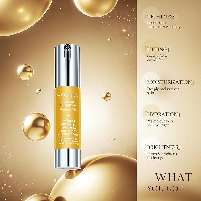 Retinol Under Eye Cream - Anti-Aging Eye Cream for Dark Circles and Puffiness, Eye Bags, Wrinkles Fine Lines Skin Care Treatment Hydrates & Lifts (20ml)