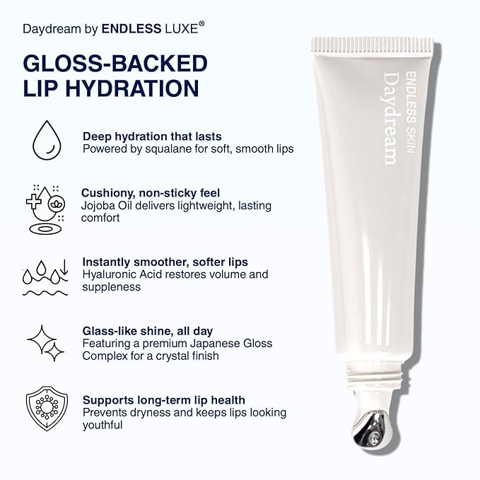 Endless Skin - Daydream - Natural Vanilla Flavor Lip Balm with Jojoba Oil, Hyaluronic Acid and Squalane - Ultra Glossy Finish that Nourishes and Hydrates Your Lips - Vegan and Paraben Free - 15ml