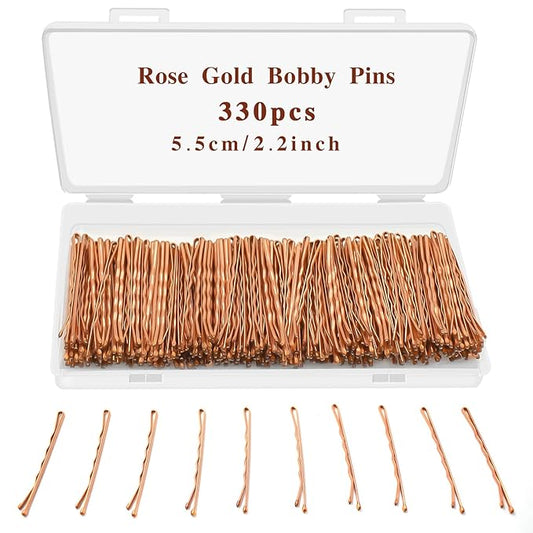 330 PCS Rose Gold Bobby Pins for Women Girls, YINGFENG 2.2 Inch Long Super Grip Blonde Hair Pins with Box, Reusable Non Slip Hair Pins, For Buns, Thick Hair Thin Hair And All Hair Types
