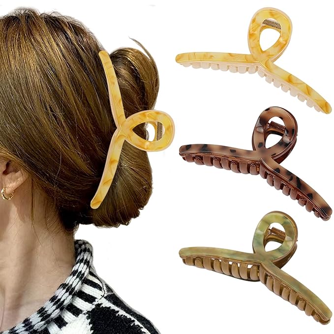 Big Butterfly Hair Claw Clips - 5.1" Acetate Jelly Clips for Women, Larger Size Hair Accessories for Long Thick Hair, 3 Pcs
