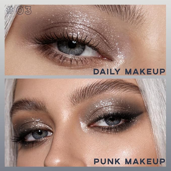 Cool Toned Eyeshadow Palette, Glitter Neutral Smoky Eye Shadow for Older Women Waterproof LongLasting Shimmer Metallic Grey Smokey Eyeshadow Makeup